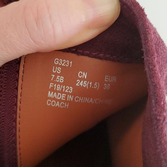 Coach Women's Danni Suede Booties Wine Size 7.5 - Picture 14 of 14